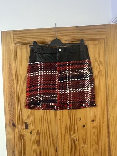 Bershka red tartan mini skirt - tartan,