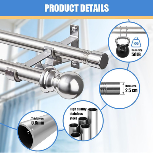 Double curtain poles 5 cm - curtain,