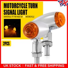 UK 2x Aluminum Motorcycle Indicators Motorbike Turn Signal Lights Bullet Chrome