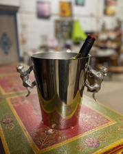 Silver metal ice bucket with