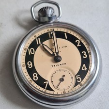 Vintage metal Ingersoll Triumph pocket watch working c1960