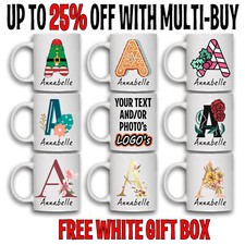 Personalised Mug Photo Name Initial Custom Cup Text Christmas Eid Gift Birthday
