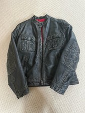 Barbour International Triumph Men’s Black Leather Jacket Size Large