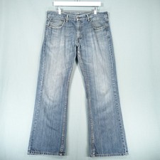 Levis 527 Jeans Men W36 L30 Blue Low Bootcut Wash Denim Pants Western Distressed