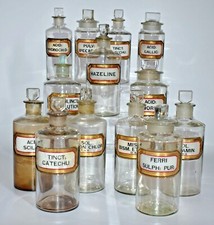 ANTIQUE GLASS APOTHECARY CHEMIST EMPTY STORAGE BOTTLE JAR - CHOOSE FROM LIST