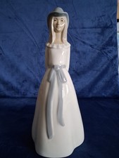 Miquel Requena Porcelain Figurine. Spain. girl in a Blue hat. 9 inches tall