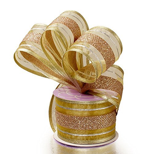 Gold striped christmas wired - striped,