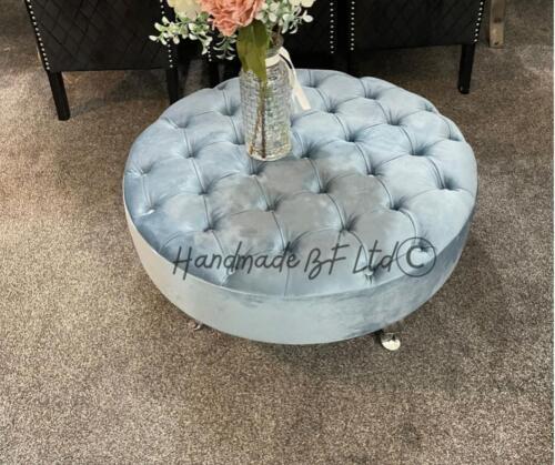 Round chesterfield footstool - chesterfield,