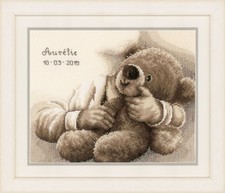 Vervaco Counted Cross Stitch Kit Birth Record Teddy Bear