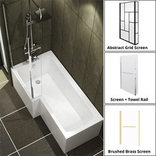 1500/1600/1700mm L Shaped Shower Bathtub Front & End Bath Panel Shower Screen