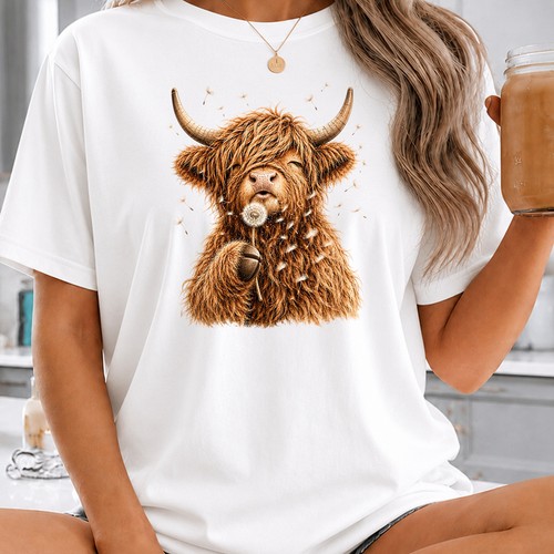 Highland cow dandelion womens - cow,