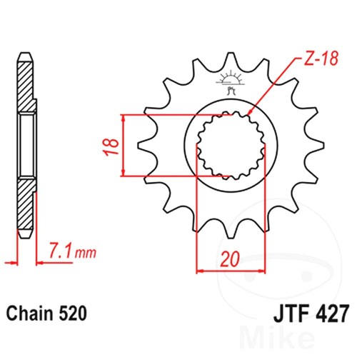 Front sprocket tooth 520 - jt,
