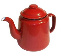 Falcon Red Enamel Tea Pot w/ Handle & Lid 14cm Coffee Maker Kettle Coffee Pot