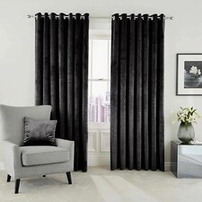 Luxury Velvet Curtains PAIR of Blackout Eyelet Ring Top Fully Lined Ready Made