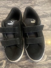 Puma Junior Suede Trainers Black & White Size UK2.5