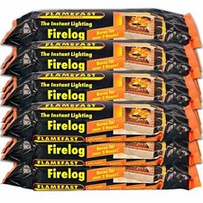 FLAMEFAST FIRE LOGS SMOKELESS INSTANT FIRELIGHTERS BURNS 2 HOURS BOX OF 12