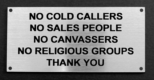 Door sign cold callers - door,