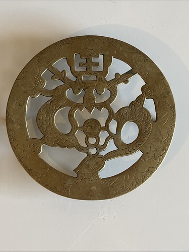 Vintage oriental brass trivet - vintage,