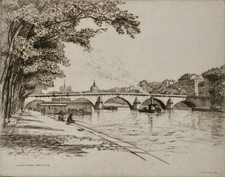 Caroline Armington, Canadian (1895-1937) Le Pont Royal, Paris 1924 etching
