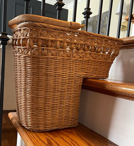 Vintage wicker stair-basket