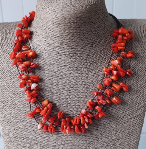 Red beaded necklace - necklace, coral