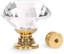 2-16pcs Crystal Glass Knobs Diamond Drawer Cabinet Furniture Handle Knob UK