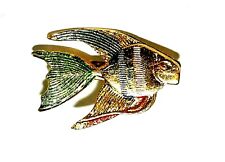Rare Golden Tropical Angel Fish Pin Badge 2.5cm Width Fabulous Collectors Badge