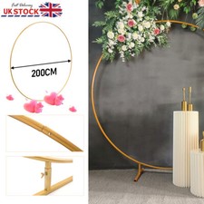 2M Round Hoop Balloon Arch Backdrop Flower Gold Display Stand Frame Wedding New
