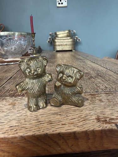 Small vintage brass teddy - vintage,