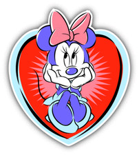 Minnie Mouse Herat Love Cartoon Car Bumper Sticker Decal 4'' x 5''
