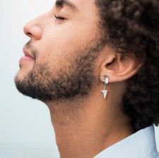 Small Huggie Hoop Woman Earrings Drop Dangle Diamond AAA 12MM Sterling Silver UK