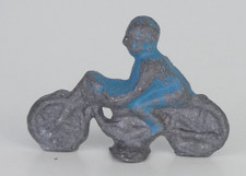 Old Lead Racing Motorbike Figure Unmarked British Casting Vintage Toy Blue
