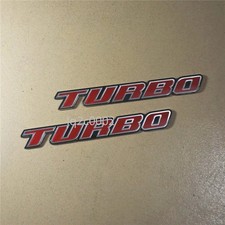 2x Glossy TURBO Red 3D Acrylic Badge Sticker Emblem Decal Sport Diesel V6 Engine
