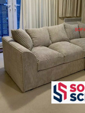 Jumbo Cord Corner Sofa Suite Set Footstool 3 2 Seater Grey Brown Black Chairs uk