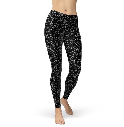 Black wolf leggings - black, leggings,