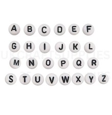 100 Pcs WHITE Acrylic Single Letter & Mixed Coin Beads A- Z Alphabet Bead 7mm