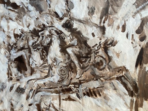 Vintage gouache painting 80s - gouache,