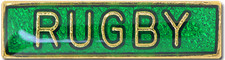 Rugby Bar Pin Badge in Green Enamel