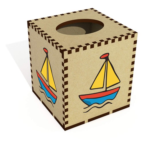 Square sail boat toy - toy', wooden