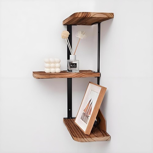 Rustic wood corner shelf - rustic,