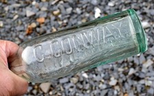 Vintage Conway Limerick Glass Codd Beer Soda Advertising Bottle Pub Bar Ireland