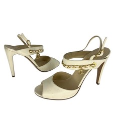 Chanel Leather Chain-Link Accents Sandals Size 41