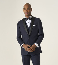 Skopes 3 Piece Dinner Suit Tailored Fit Navy Blue Check Newman Black Tie Suits