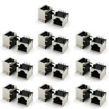 20Pc RJ45 Network Ethernet 8P8C Female socket PCB 8Pin Female solder connectors