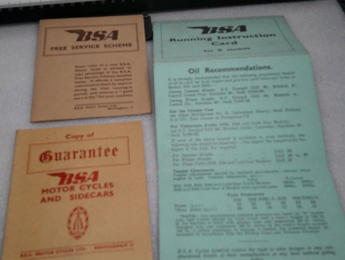 Bsa motorcycles instruction - motorcycles,