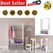 Durable Kids Wardrobe with Inserts & Side Mirror - Room Organization Made Easy