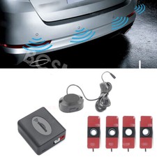 Car Reverse Rear Radar Sound Buzzer Alarm System Kit W/4 White Parking Sensors