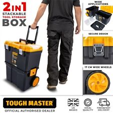 Stackable Tool Storage Box 19" on Wheels with Tote Tray and Compartments