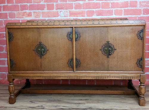 Vintage oak sideboard cabinet - oak,