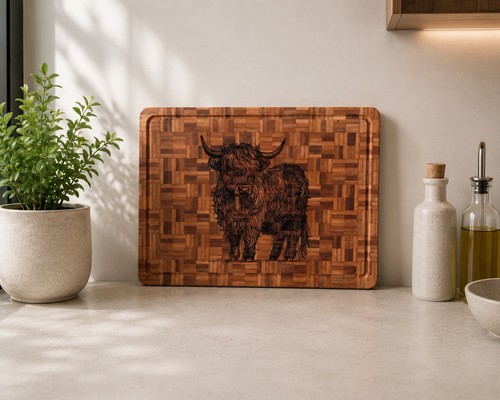 Highland cow laser engraved - cow,